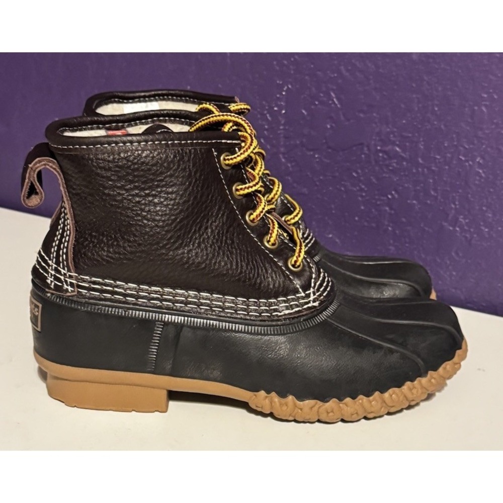 LL Bean Sherpa Duck Boots Leather Primaloft Women's 7M USA Mint Excellent